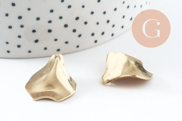 Pendentif feuille laiton, breloque laiton brut, feuille monstera, bijoux,pendentif laiton brut,,21.5mm, x2 (G3235)