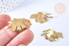 Pendentif feuille laiton brut 31x17mm, création bijoux laiton brut, x2 (G6541)