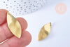 Pendentif feuille laiton brut 32mm, création bijoux laiton brut x5 (G6537)