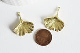 Pendentif feuille laiton brut 43mm, x1 (G0429)