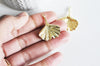 Pendentif feuille laiton,breloque laiton brut, bijou laiton,feuille Gingko, bijoux,pendentif laiton brut,les 2,30mm G0429