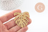Pendentif feuille laiton,fourniture bijou,breloque laiton brut,bijou laiton,feuille monstera 45mm, x1 (G0917)