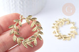 Pendentif feuille laurier zamac doré,breloque bijou laiton,feuille laurier bijoux,pendentif zamac doré 38mm, x1 G5311