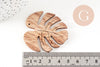 Pendentif feuille monstera bois naturel 49mm, création bijoux bois, x1 (G2452)