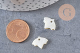 Pendentif feuille nacre blanche naturelle, perle fleur, 14mm,X10 (G0910)