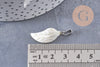 Pendentif feuille nacre naturelle zamac platine 27-29mm,création bijou nacre x1 (G10088)