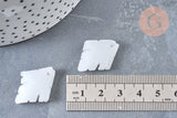 Pendentif feuille verre blanc, 26mm ,pendentif verre , x1 (G6821)