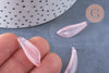 Pendentif feuille verre rose clair 25.5mm ,pendentif verre ,x10 (G6572)