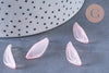 Pendentif feuille verre rose clair 25.5mm ,pendentif verre ,x10 (G6572)