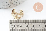 Pendentif feuilles gingko laiton,breloque laiton brut, bijou laiton,feuille Gingko, bijoux,pendentif laiton brut 20mm, x2 (G4558)