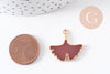 Pendentif feuilles gingko zamac doré émail bordeau,breloque laiton feuille Gingko pour création bijoux doré,22.5mm, x2 (G5285)
