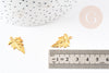 Pendentif feuilles laiton doré 18K 23mm,breloque laiton feuille arbre, x5 (G3568)