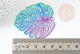 Pendentif filigrane feuille monsterosa acier 201 inoxydable multicolore 50x45mm,x2 (G4114)