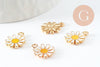 Pendentif fleur Marguerite doré émaillé zamac doré 14mm, x2 (G3657)