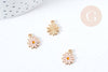 Pendentif fleur Marguerite rose doré émaillé zamac doré 13mm,création bijoux, pendentif doré, x5 G8612