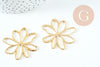 Pendentif fleur acier 304 inoxydable doré IP 42.5mm, x1 (G10735)