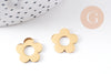 Pendentif fleur acier 304 inoxydable doré PVD percée 16mm, x1 (G10334)