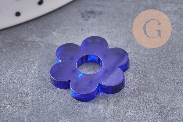Pendentif fleur acrylique 20mm, x4 (G10271)
