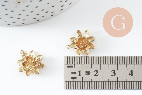 Pendentif fleur dalhia, Pendentif laiton brut,fleur laiton bijoux,pendentif laiton brut,18.5mm, x2 (G0440)
