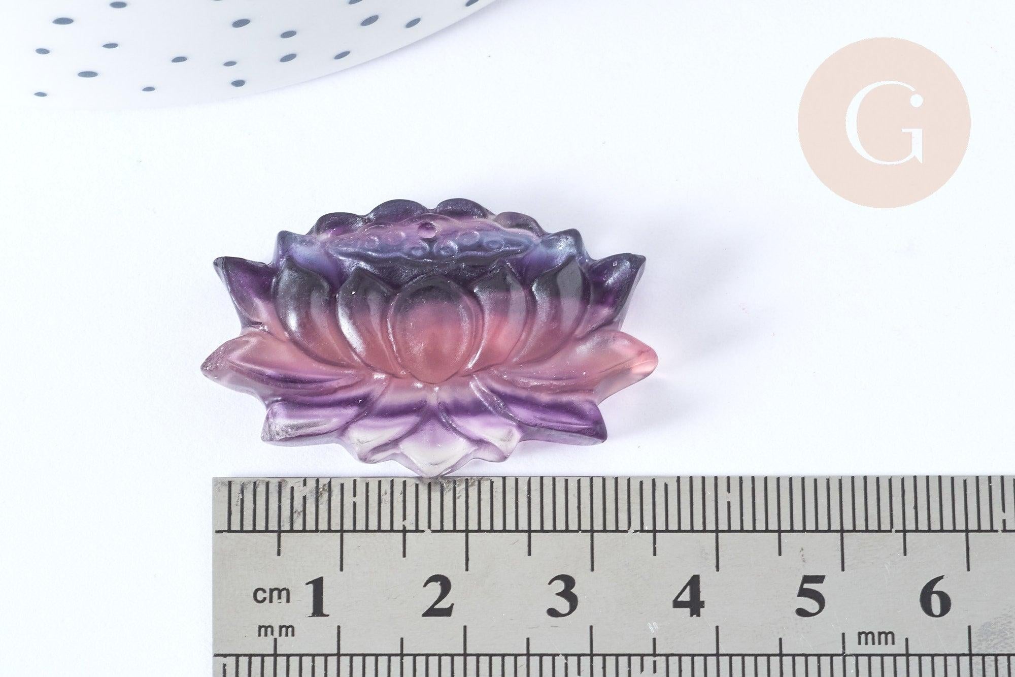 Pendentif fleur de lotus pierre fluorite naturelle 23mm, x1 (G7665)