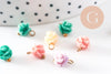Pendentif fleur de rose résine multicolore support laiton doré 9x7mm, x10 (G4571)