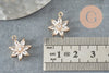 Pendentif fleur doré 24 carats zircon blanc 15mm, x1 (G4033)