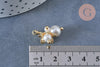 Pendentif fleur imitation perle blanc crème laiton doré 21mm,pendentif plastique,création bijoux plastique x1 G6963