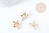 Pendentif fleur laiton doré 18K 19.5mm, fabrication de bijoux fantaisie x1 G8965