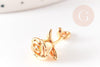 Pendentif fleur rose doré 18K, Pendentif bijou laiton,fleur laiton bijoux, x1,21mm, x1 G5307