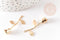 Pendentif fleur rose doré 18K, Pendentif bijou laiton,fleur laiton bijoux,37mm, x1 G6429