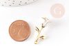 Pendentif fleur rose émail blanc, Pendentif laiton brut, bijou laiton,fleur laiton bijoux,pendentif laiton brut,27mm, x1 G6430