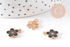Pendentif fleur zamac doré émail noir 12mm, x5 (G6109)