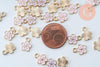Pendentif fleur zamac doré émail rose 12mm, x5 (G6193)