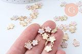 Pendentif fleur zamac doré émail rose 12mm, x5 (G6193)