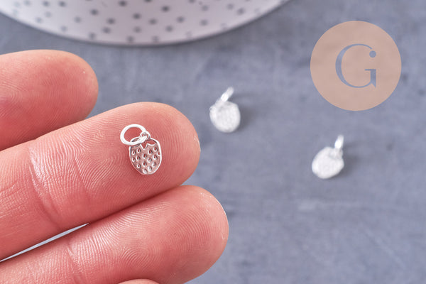 Pendentif fraise argent massif 925 8mm, x1 (G10702)