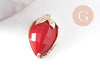 Pendentif fraise en pierre et zircon laiton doré 18mm, x1 (G10346)