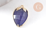 Pendentif fraise en pierre et zircon laiton doré 18mm, x1 (G10346)