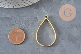 34mm Gold Plated 304 Stainless Steel Open-back Teardrop Pendant, x1 (G11248)