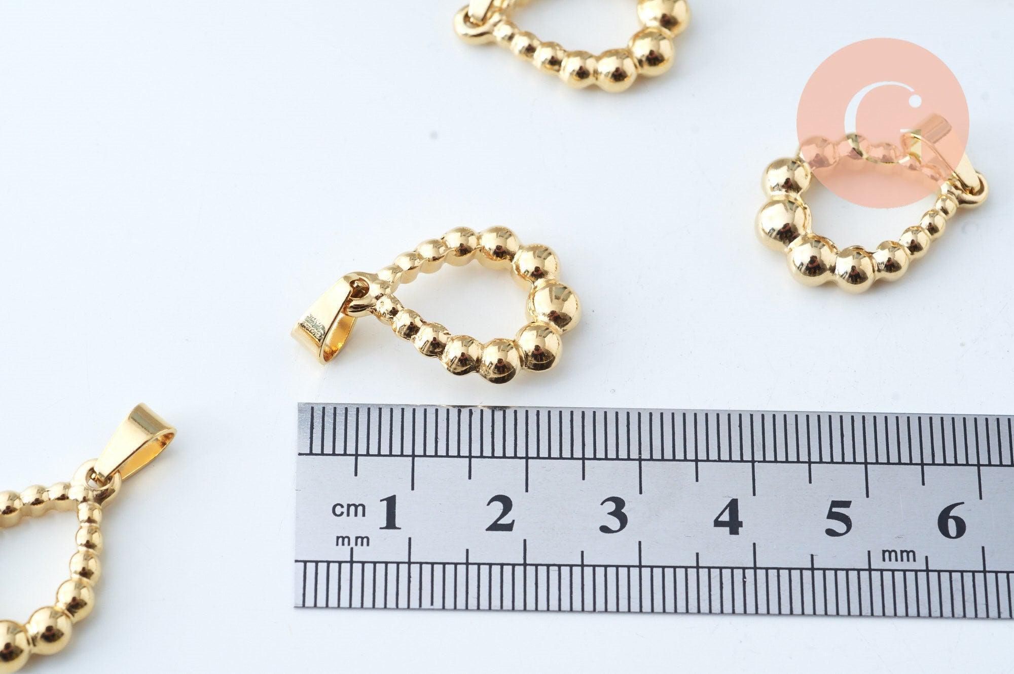 Pendentif goutte acier perlé doré inoxydable 22.5mm, x1 (G6081)