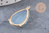 Pendentif goutte agate bleu clair support doré, pendentif pierre,agate naturelle, agate bleue,création bijoux, pierre naturelle, 32mm, x1 G3058