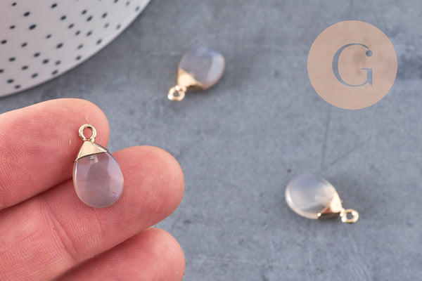 Pendentif goutte agate grise naturelle 17-19mm, x1 (G2789)