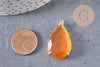 Pendentif goutte agate jaune support doré, pendentif pierre,agate naturelle,agate rouge,création bijoux, pierre naturelle, 32mm, x1 G3547