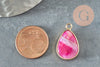 Pendentif goutte agate naturelle rose 23.5mm, x1 (G4510)