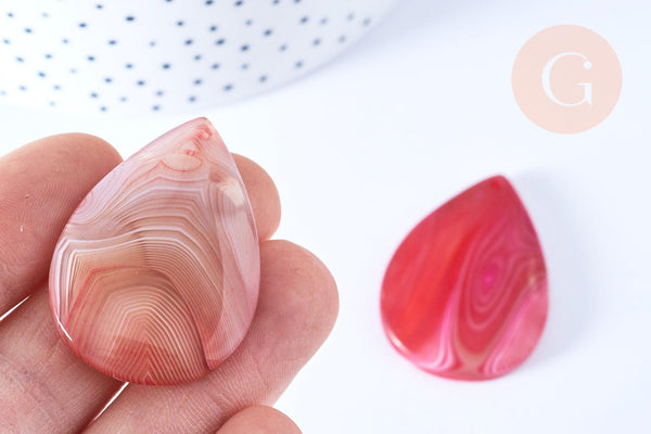 Pendentif goutte agate naturelle rose 40-44mm pendentif pierre agate naturelle ,bijoux en pierre naturelle, x1 (G8384)