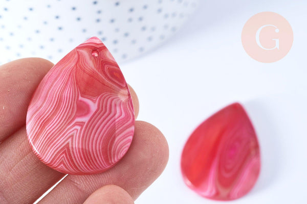 Pendentif goutte agate naturelle rose 40-44mm pendentif pierre agate naturelle ,bijoux en pierre naturelle, x1 (G8384)