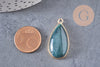 Pendentif goutte agate verte mousse naturelle 33mm, x1 (G1469)
