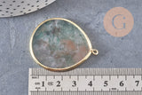Pendentif goutte agate verte mousse,pendentif bijoux, pendentif agate,pendentif pierre, agate naturelle,agate mousse,41mm, x1 G3291
