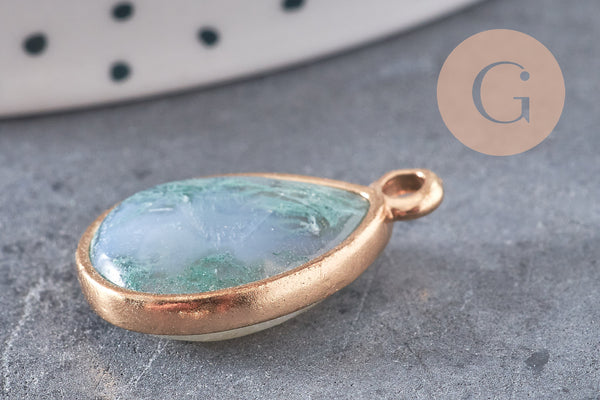 Pendentif goutte agate verte,pendentif bijoux, pendentif agate,pendentif pierre, agate naturelle, pendentif agate,23mm, x1 G0491