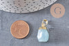 Pendentif goutte aigue-marine facetté laiton doré 19-21mm, bijou pierre, x1 (G5036)