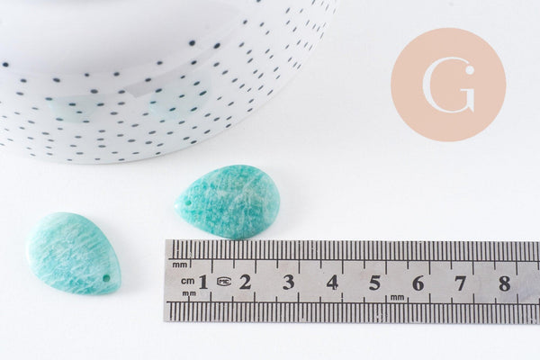 Pendentif goutte amazonite naturelle 25.5mm, x1 (G10077)
